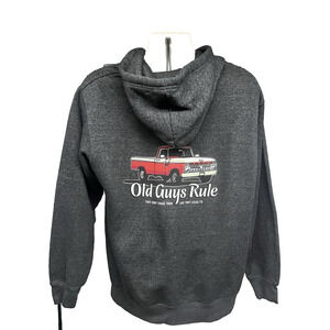 Old Guys Rule Truck Mens Charcoal Gray Zip up Hoodie Jacket Large 50/50 Cotton